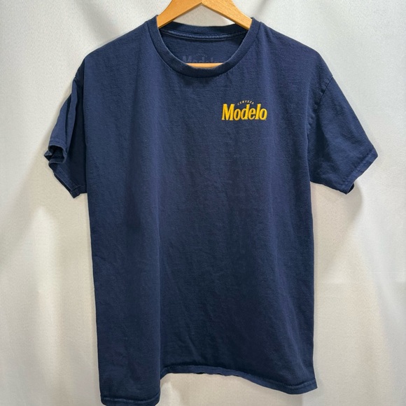 Modelo Beer Graphic T-Shirt Navy Blue Size Large - Picture 1 of 5